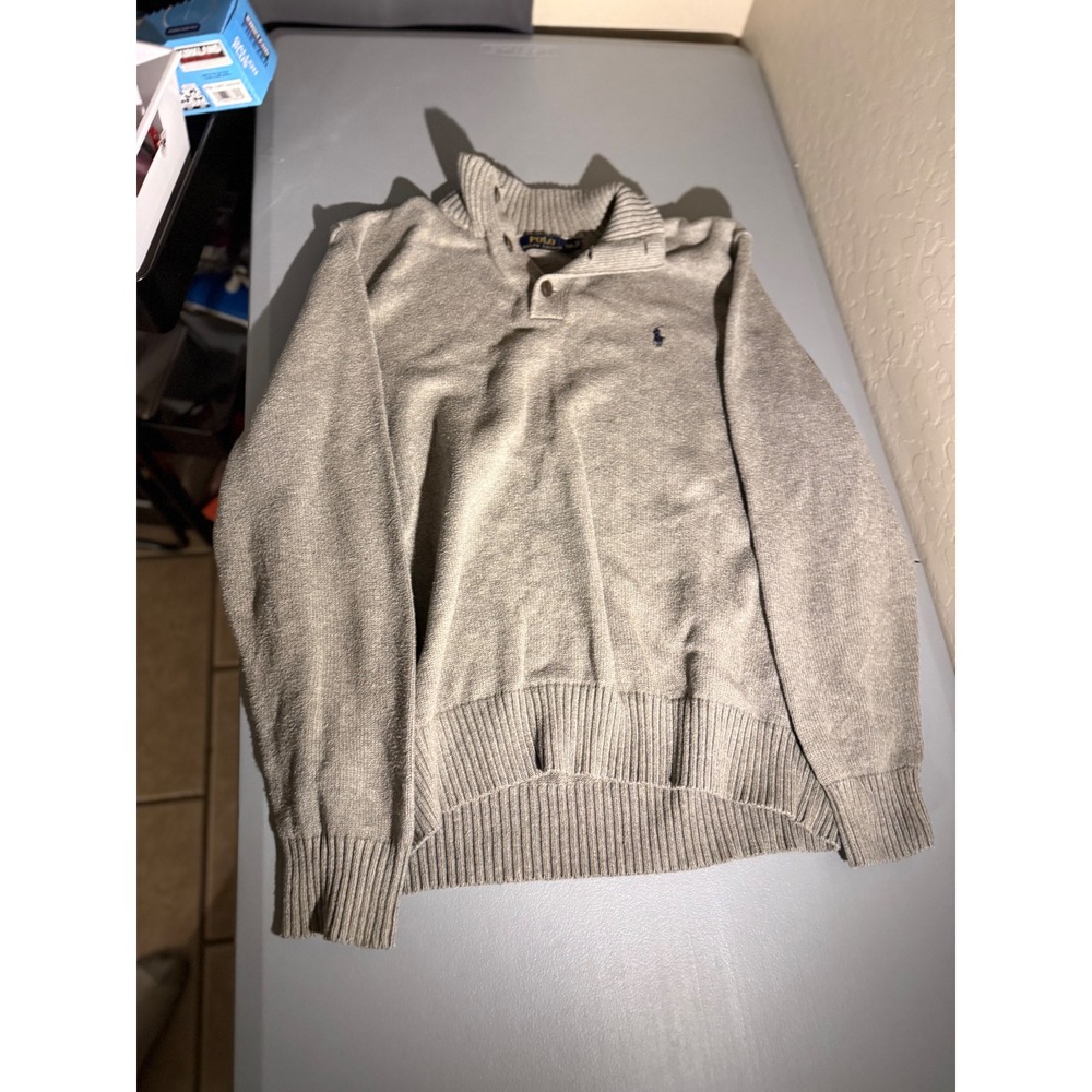 Polo Ralph Lauren Mens XXL Gray Mock Neck Button‎ Sweater Heather Knit H0562